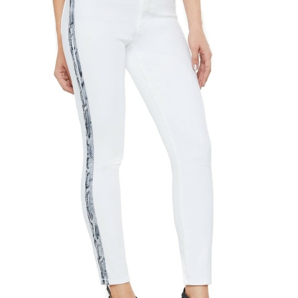 Joe's Jeans White Skinny Jeans with Black Side Stripe